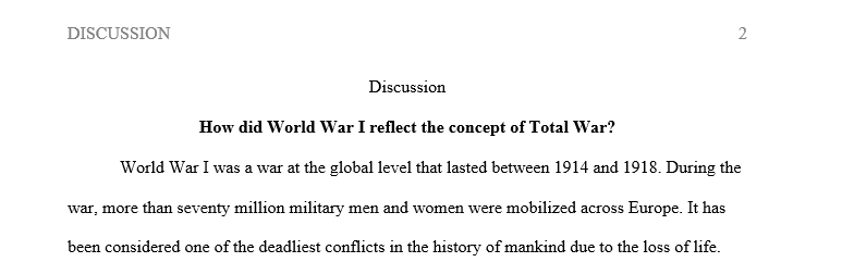 How did World War I reflect the concept of Total War